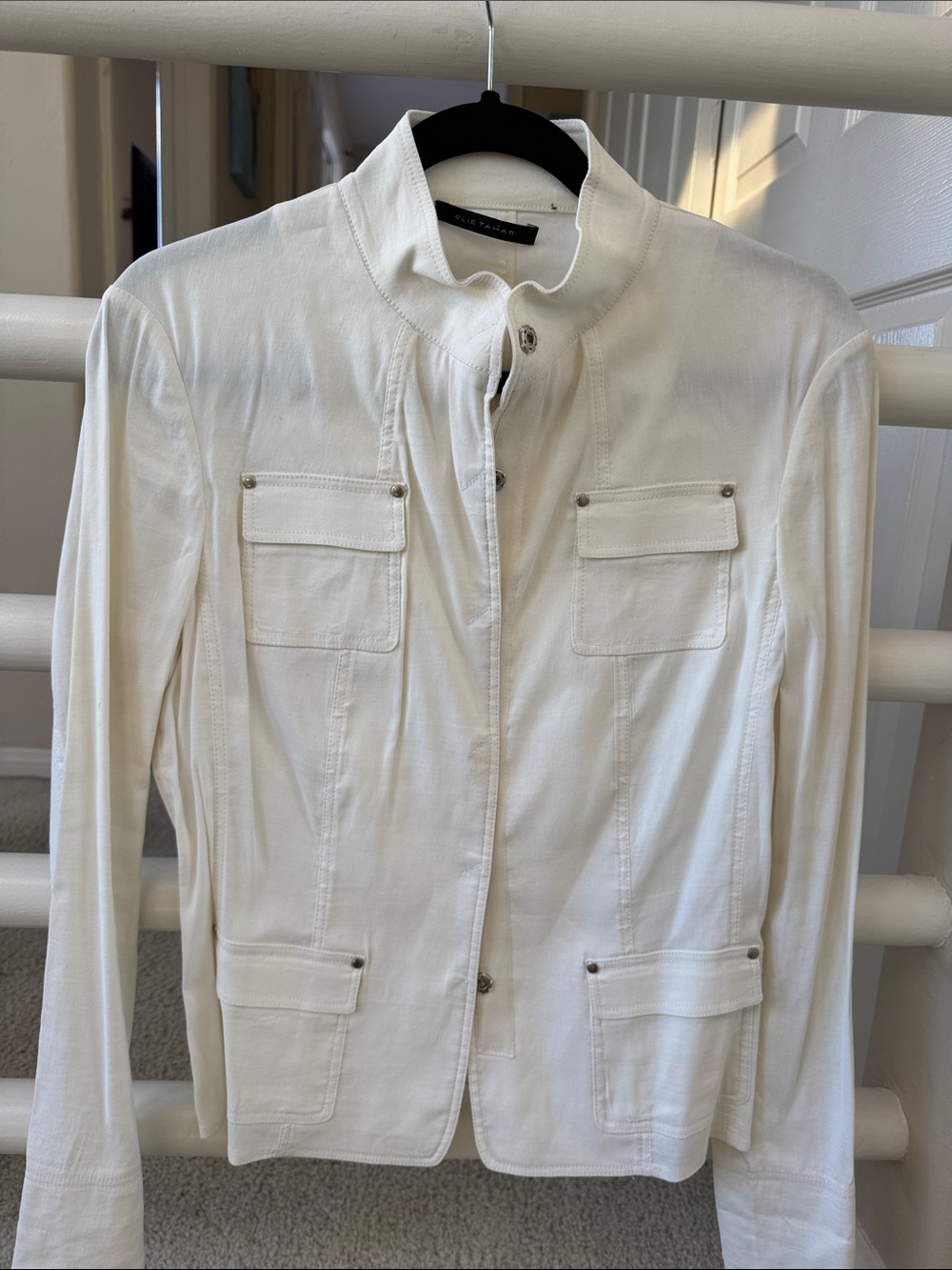 Elie Tahari Off-White Four-Pocket Blazer Jacket—see photos